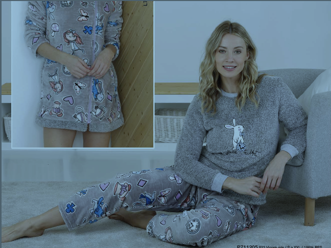 CENT DESSUS DESSOUS - Pyjama long "Lapin-Alice" Massana - Réf P711205 gris chiné